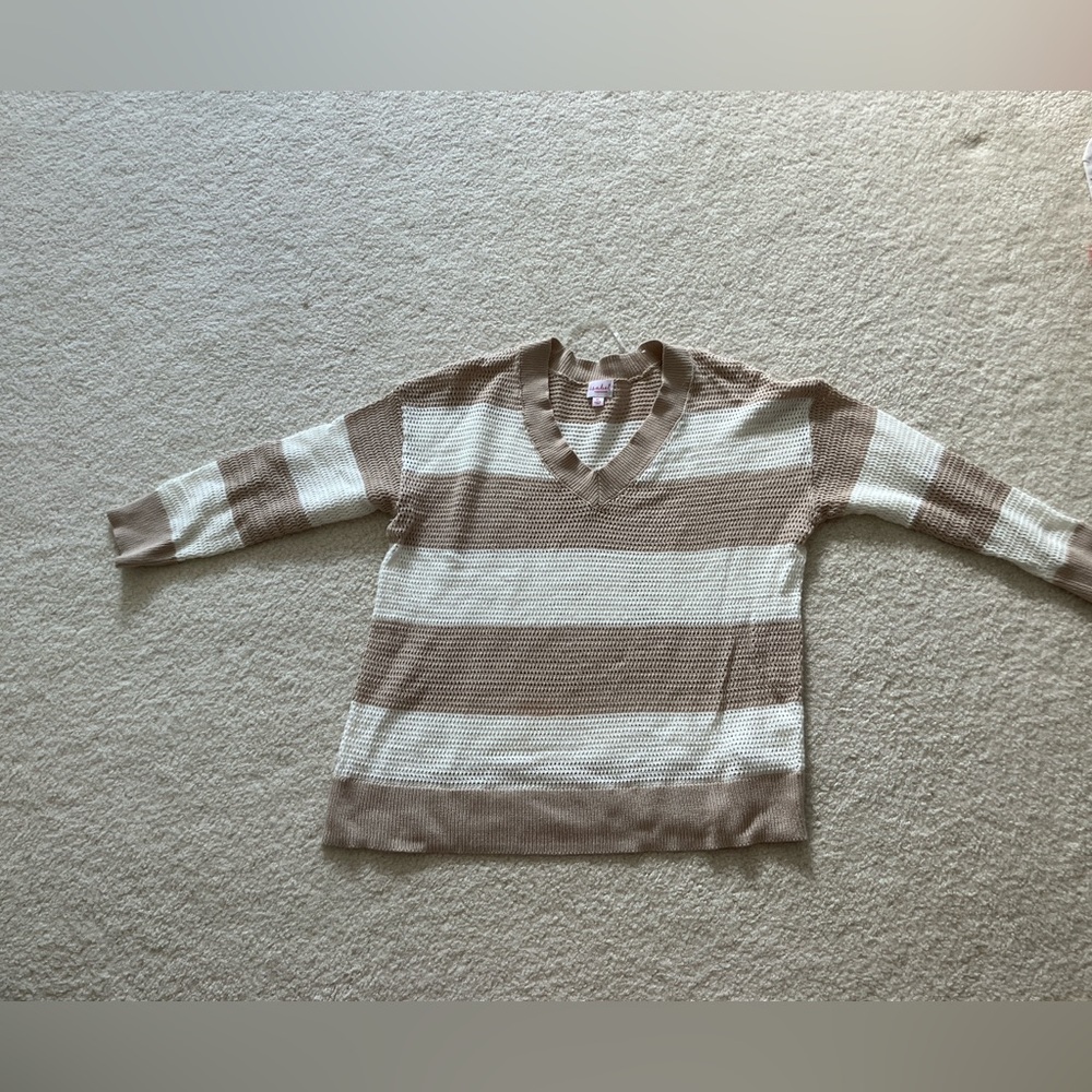 Isabel Beige and White Knit Pullover